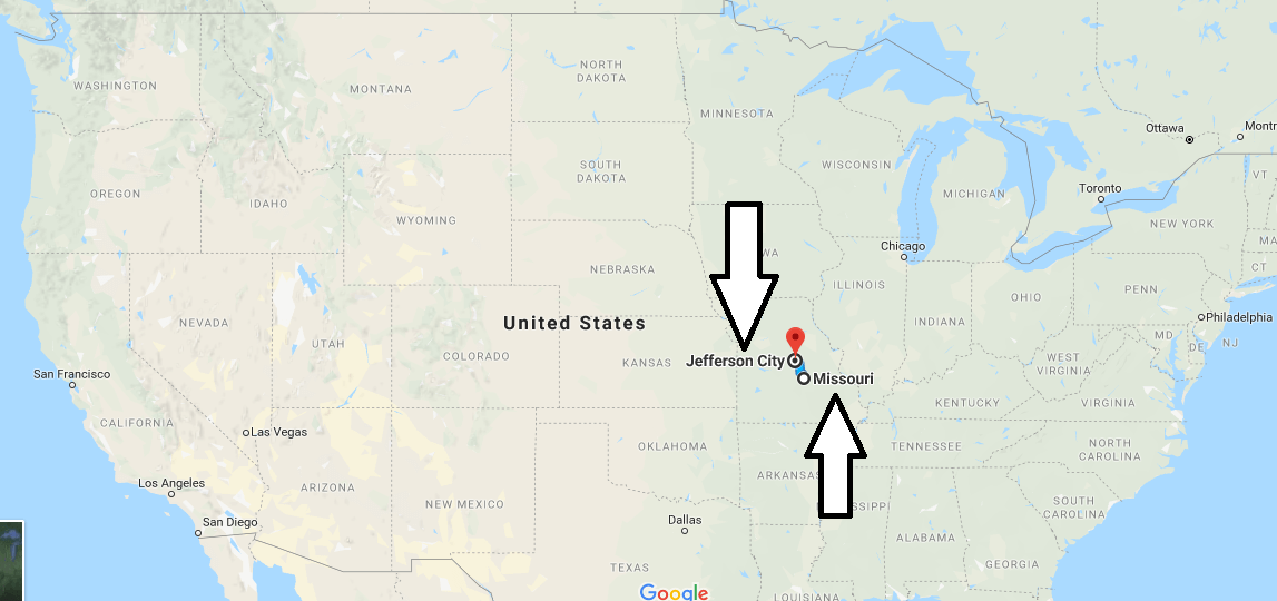 Capital of Jefferson City Located in Missouri Map