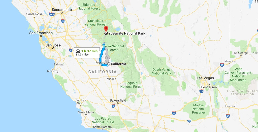 Where is Yosemite National Park Located On A Map