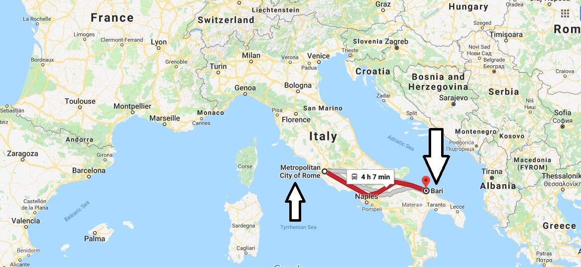 ¿Dónde se encuentra Bari, Italia Mapa?  ¿Qué condado es Bari?