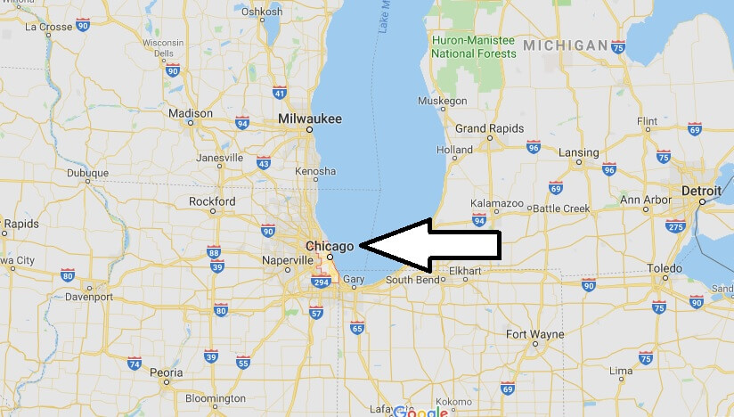 Which state is Chicago located? Is Chicago in North America or South?