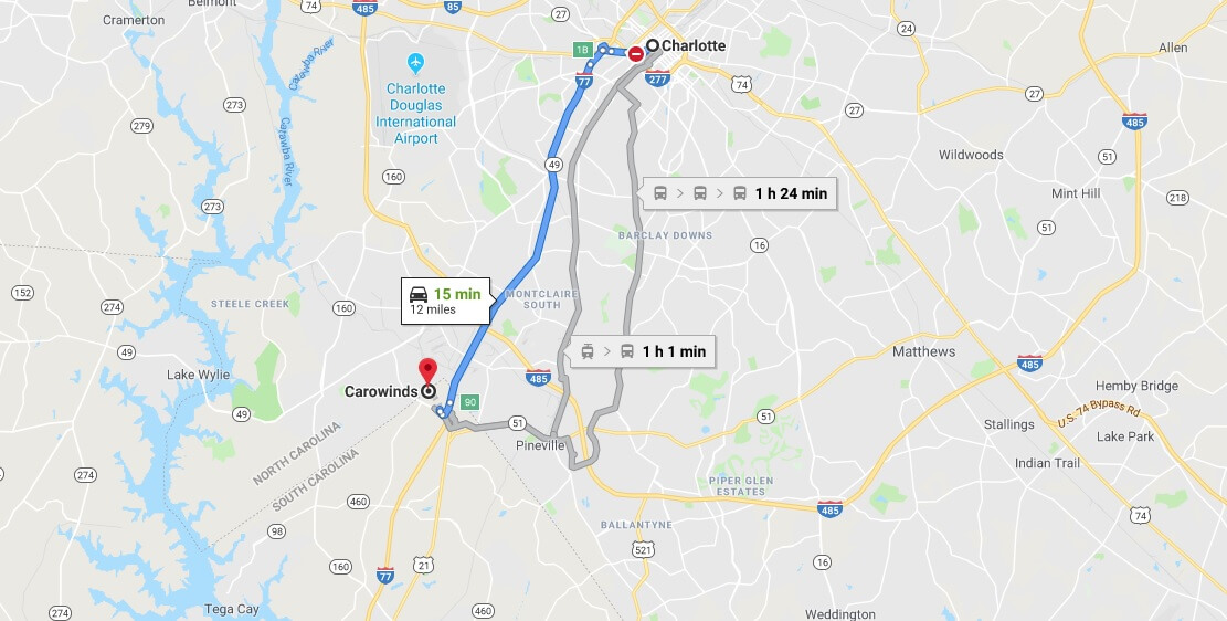 Where is Carowinds Located Prices,Tickets, Hours, Map