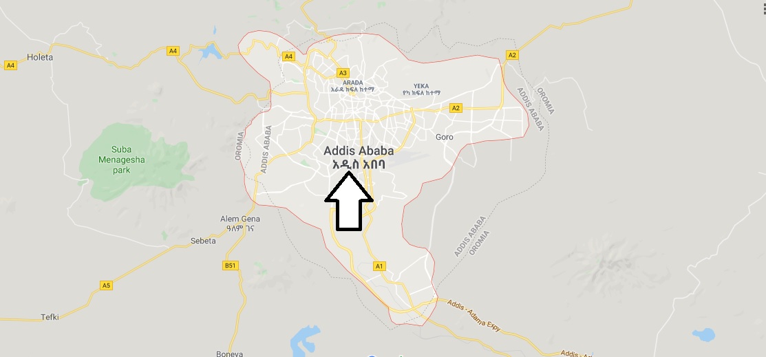 Addis Ababa on Map