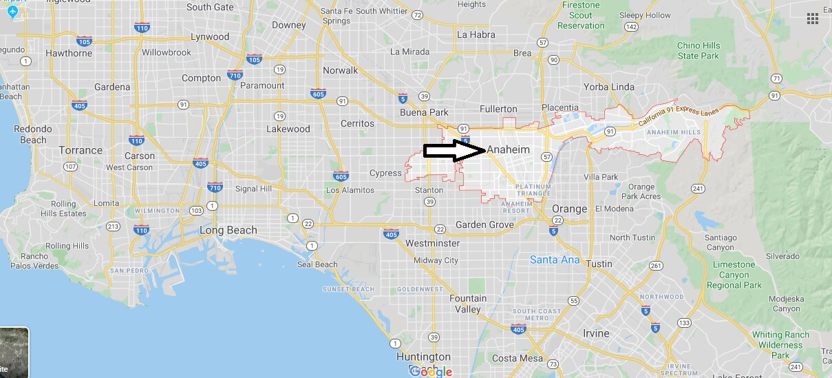Anaheim on Map