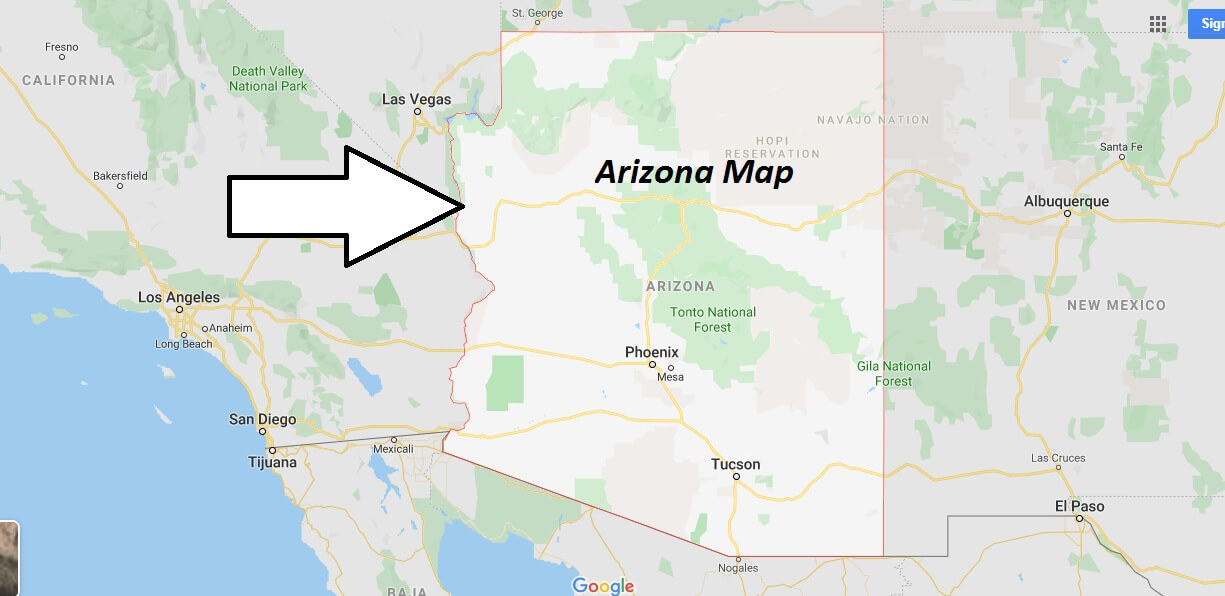 Arizona on Map
