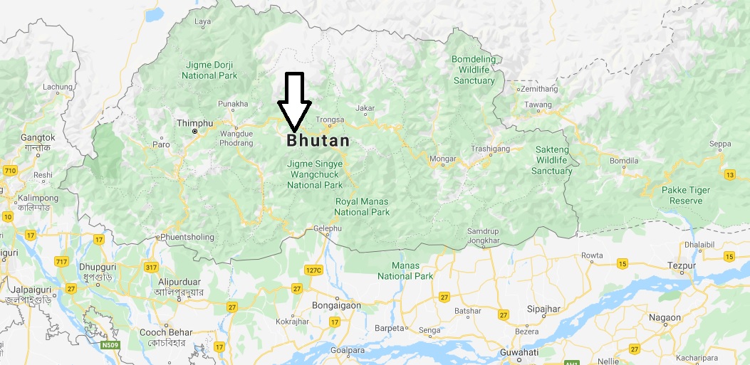 Bhutan on Map