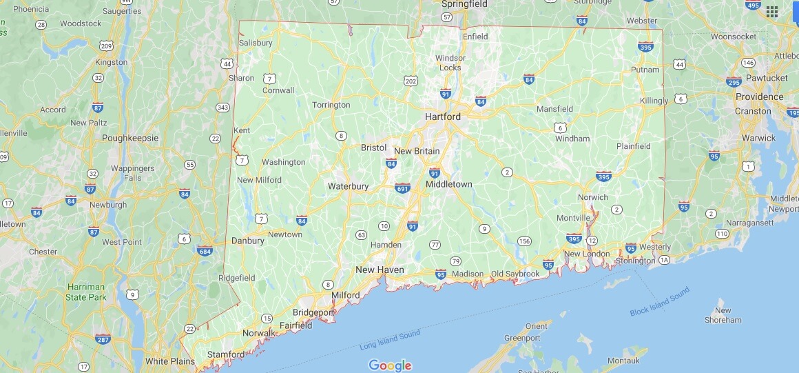 Connecticut on Map