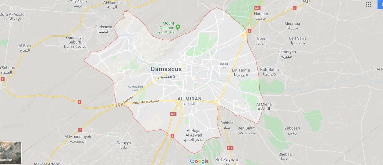 Damascus on Map