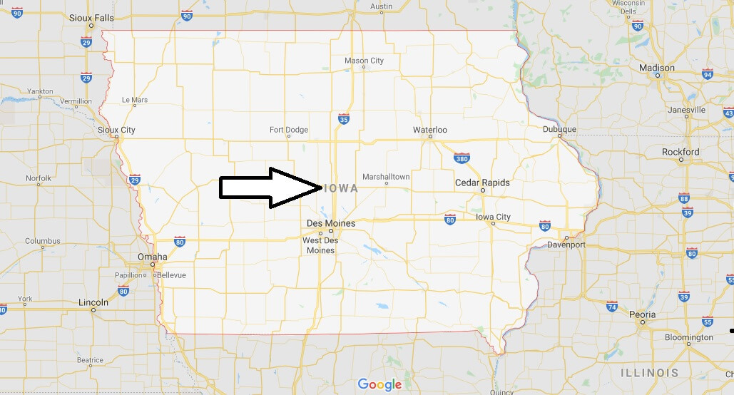 Iowa on Map