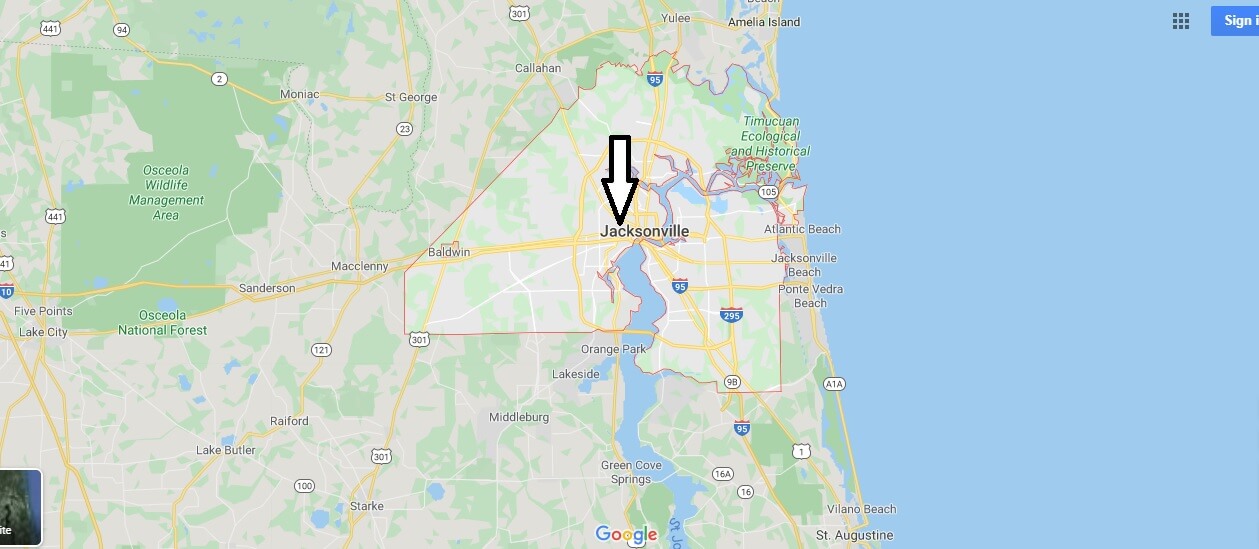 Jacksonville on Map