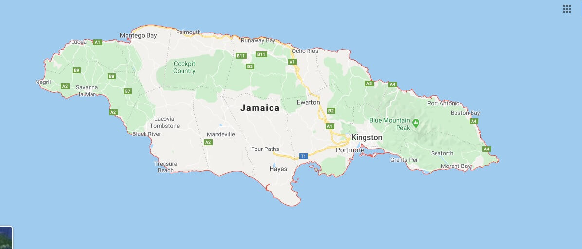 Jamaica on Map