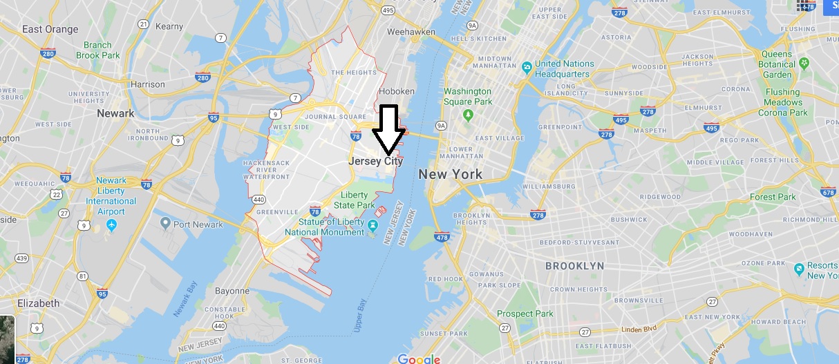 Jersey City on Map