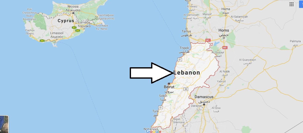 Lebanon on Map