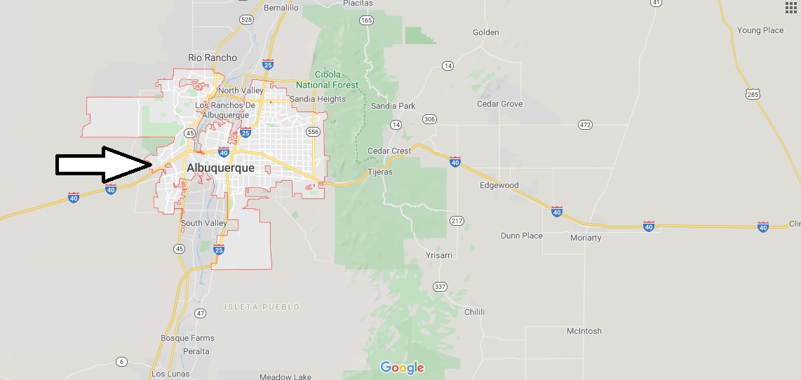 Map of Albuquerque