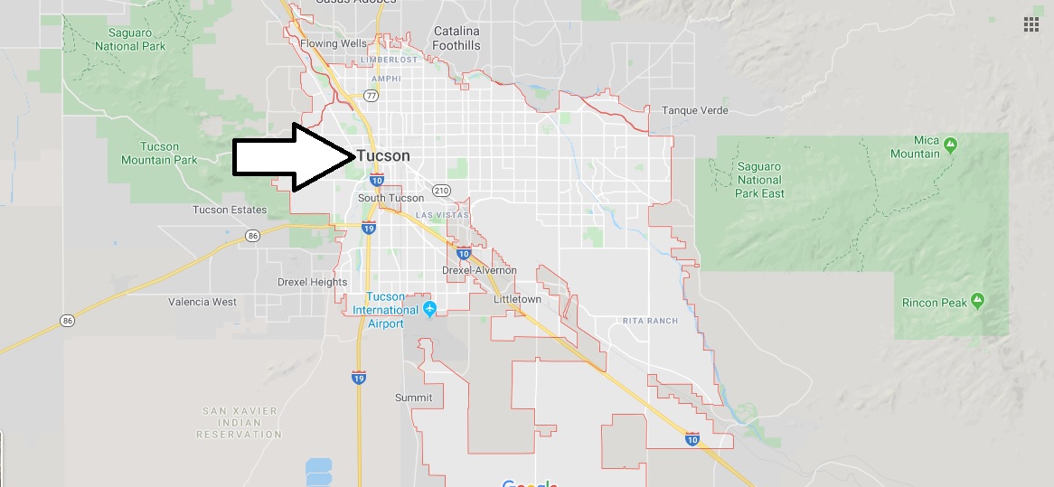 Map of Tucson