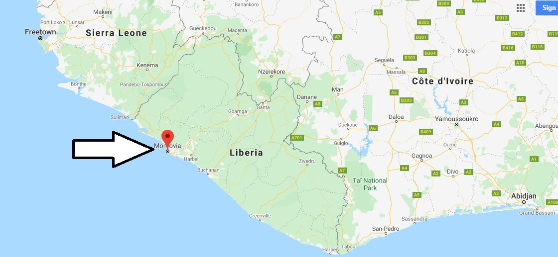 Monrovia on Map