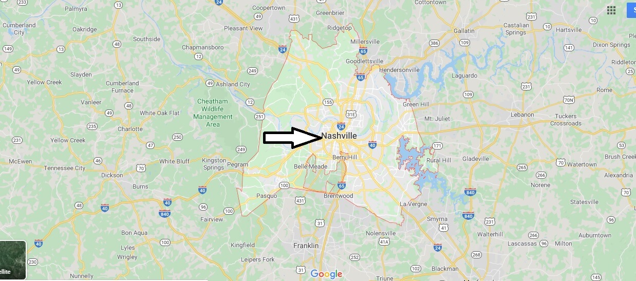 Nashville on Map