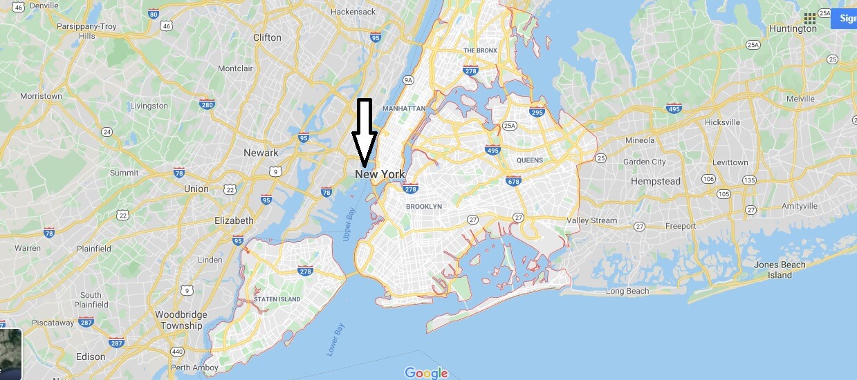 New York on Map