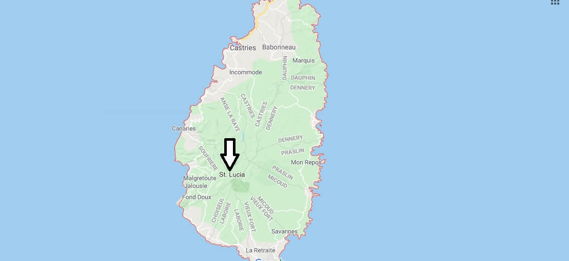 Saint Lucia on Map