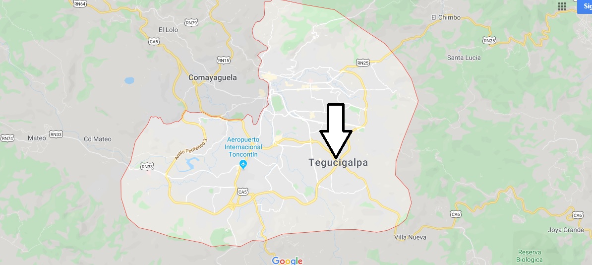 Tegucigalpa on Map