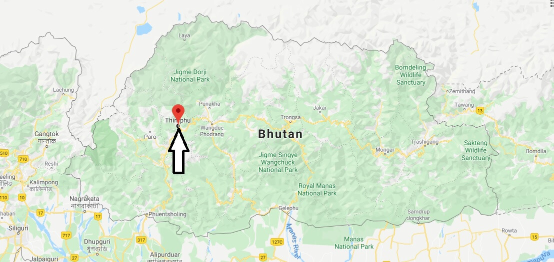 Thimphu on Map