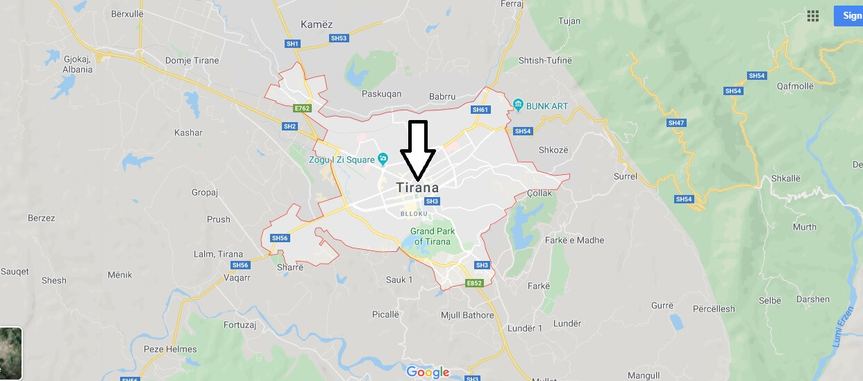 Tirana on Map