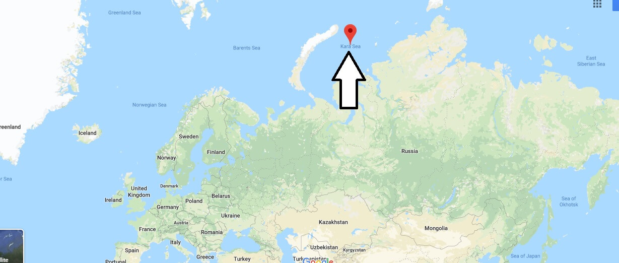 Where is Kara Sea? What three seas are north of Russia?