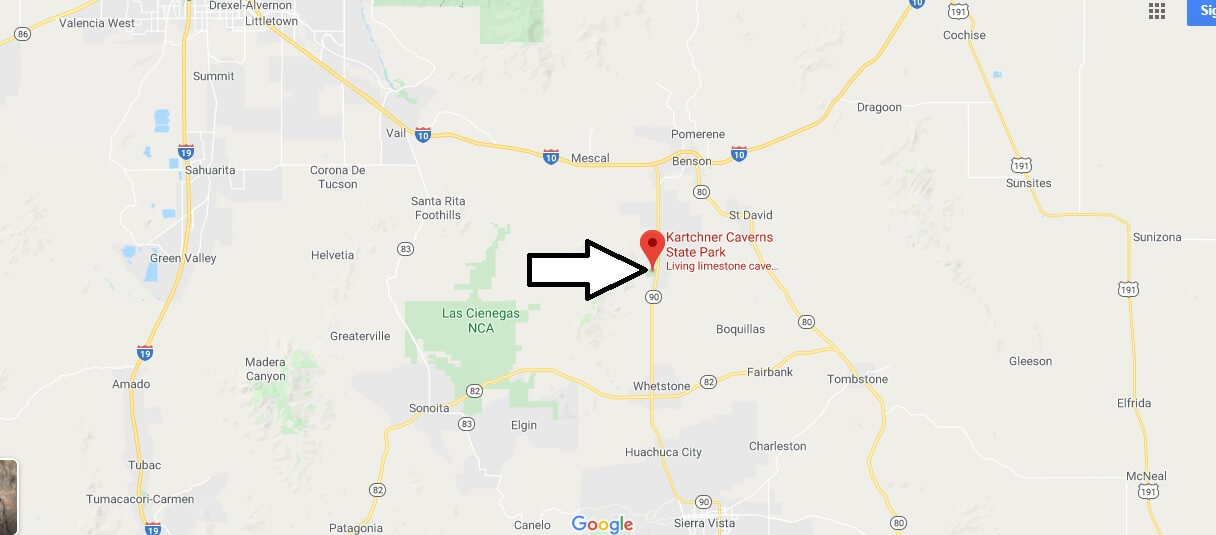 Where is Kartchner Caverns State Park? How far is Kartchner Caverns from Phoenix?