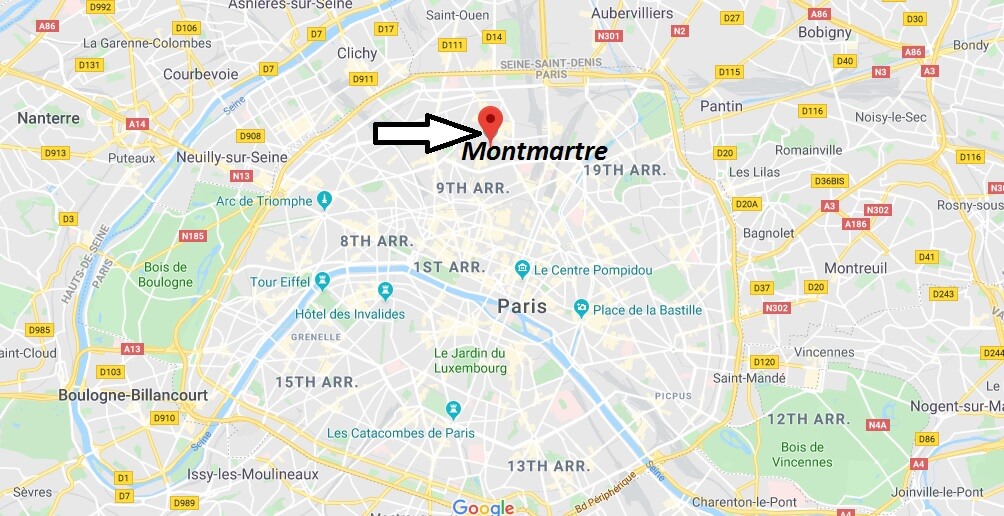 Where is Montmartre Located? What Country is Montmartre in? Montmartre Map