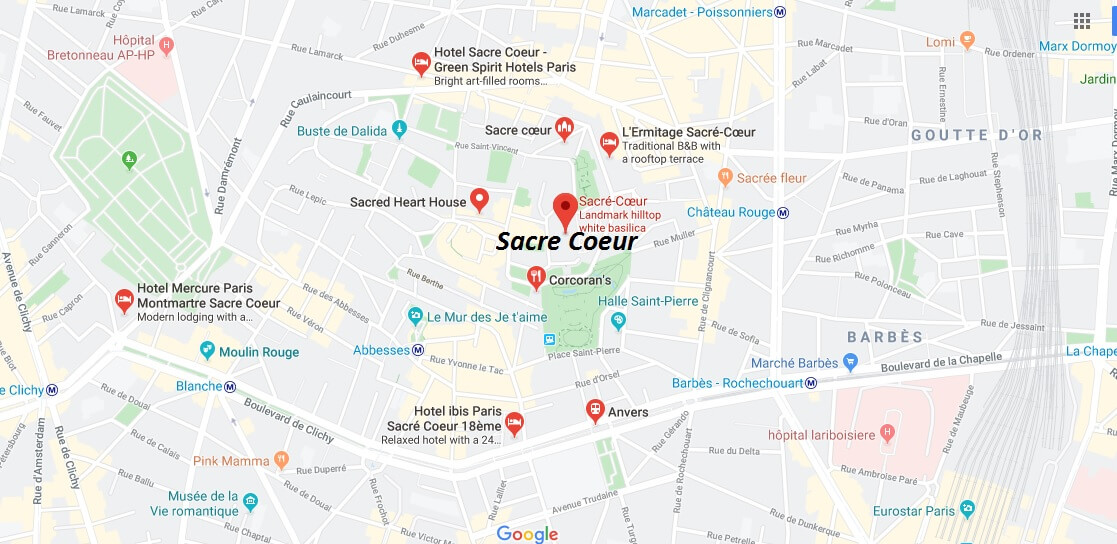 Where is Sacre Coeur Located? What Country is Sacre Coeur in? Sacre Coeur Map