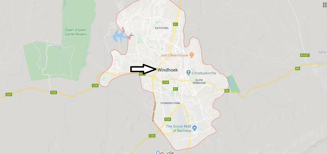 Windhoek on Map