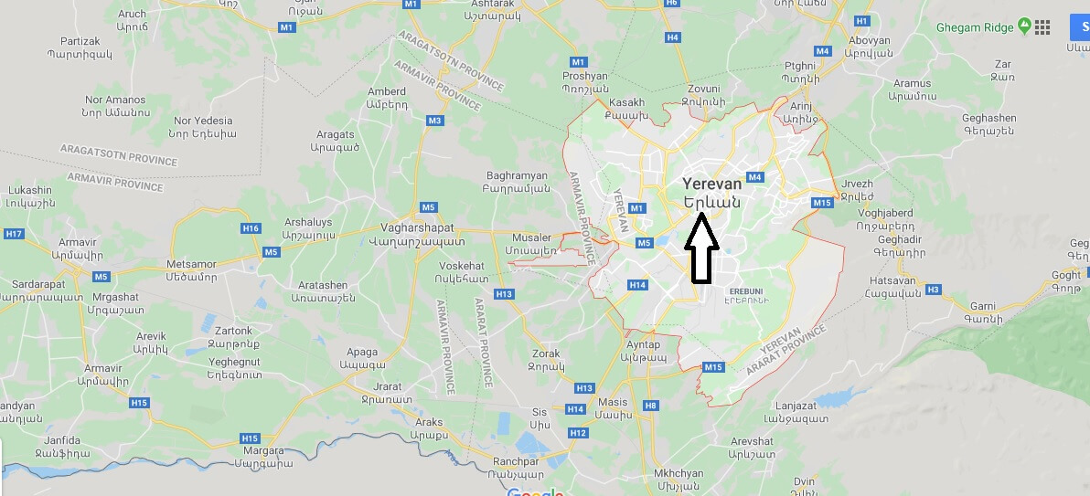 Yerevan on Map