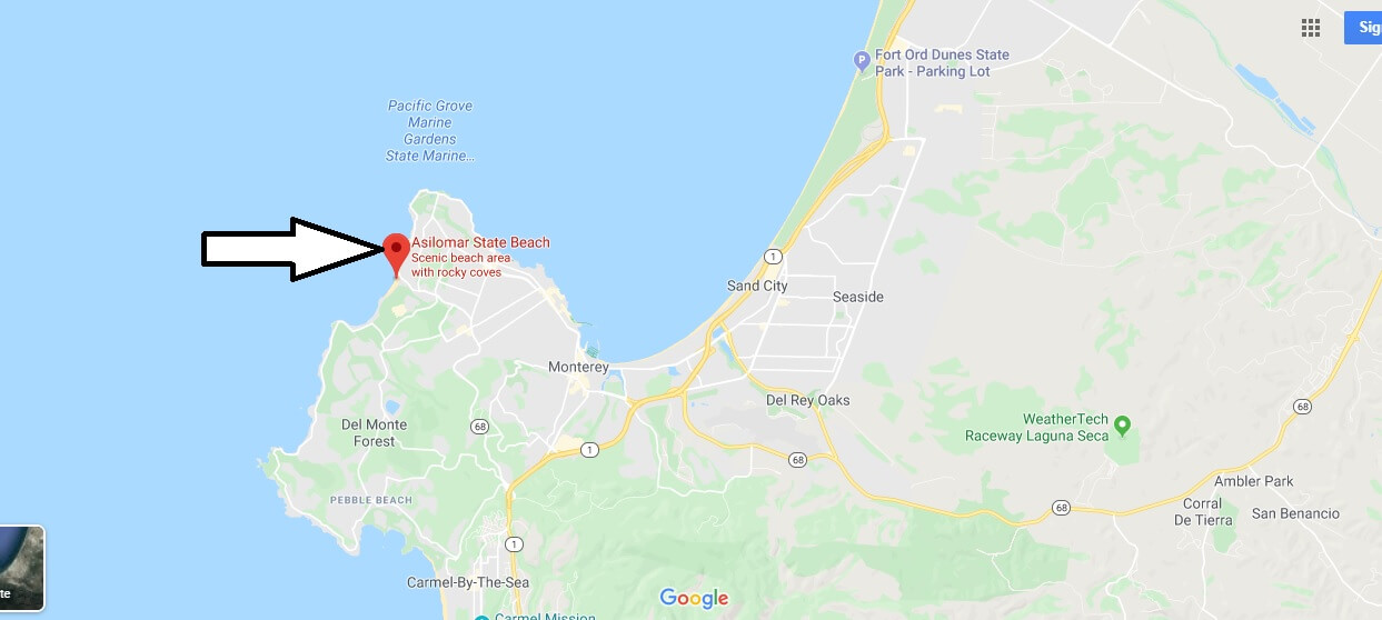 Where is Asilomar State Beach? How far is Asilomar from Monterey?