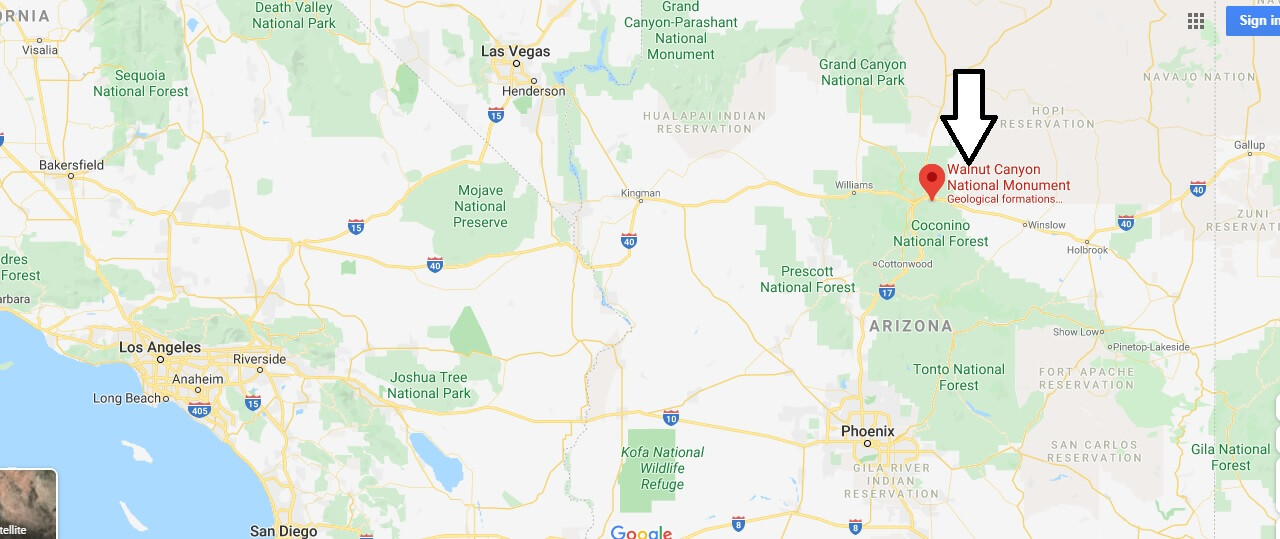 Where is Walnut Canyon National Monument? How far is Walnut Canyon from Flagstaff?