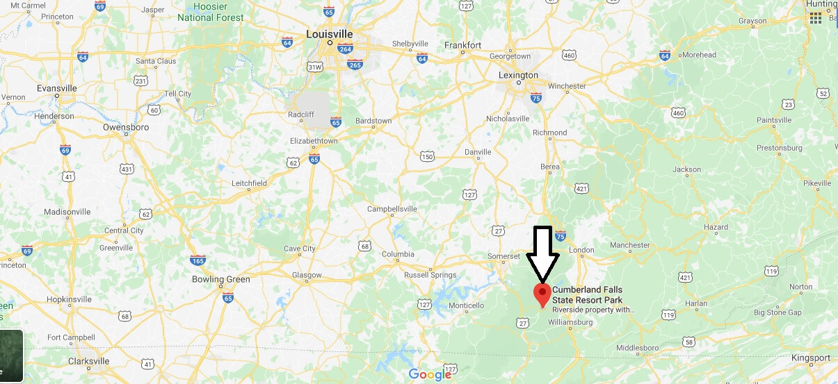 Where is Cumberland Falls State Resort Park? What city is Cumberland Falls in?