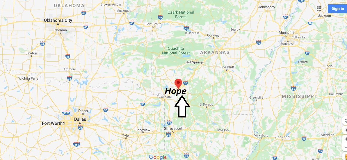 Where is Hope Arkansas? What county is Hope in? Hope Map