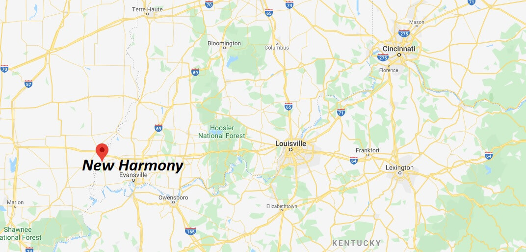 Where is New Harmony, Indiana? What county is New Harmony in? New Harmony Map