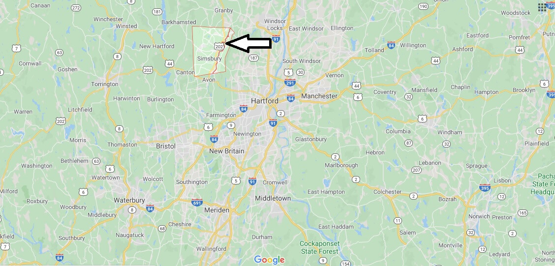 Where is Simsbury, Connecticut? What county is Simsbury in? Simsbury Map