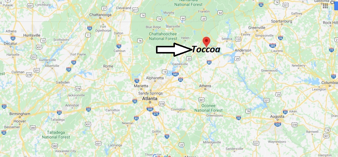 Where is Toccoa, Georgia? What county is Toccoa in? Toccoa Map