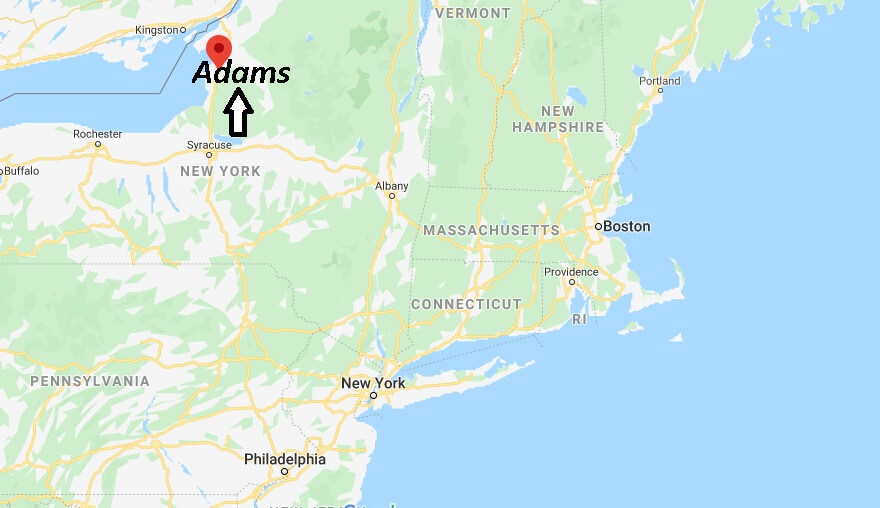 Where is Adams New York? Where is area code 13605