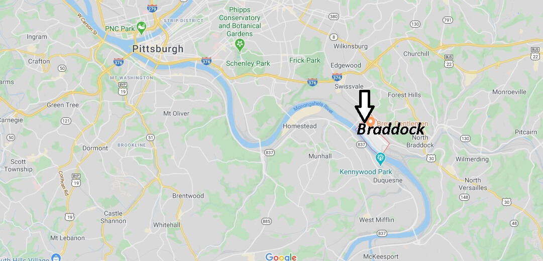 Where is Braddock Pennsylvania? Where is zip code 15104