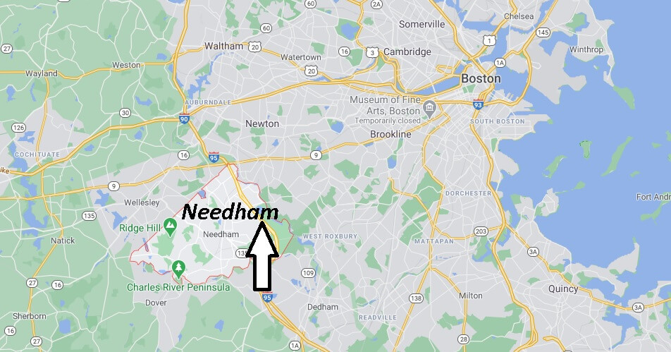 What towns are near Needham MA