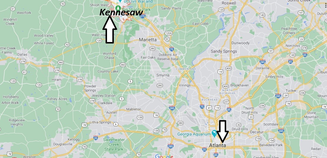 Where is Kennesaw Georgia in relation to Atlanta