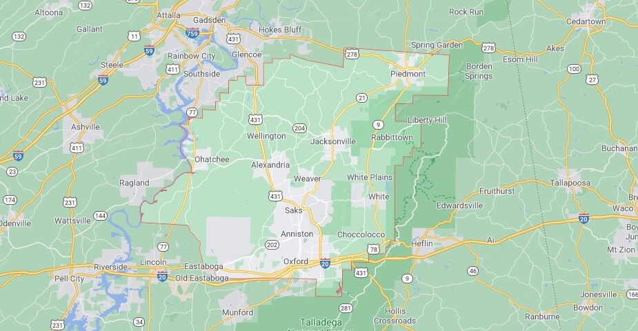 What cities are in Calhoun County Alabama