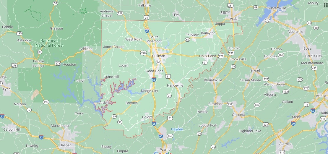What cities are in Cullman County Alabama