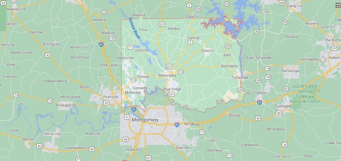 What cities are in Elmore County Alabama