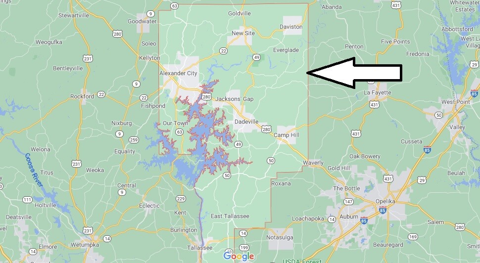 What cities are in Tallapoosa County Alabama