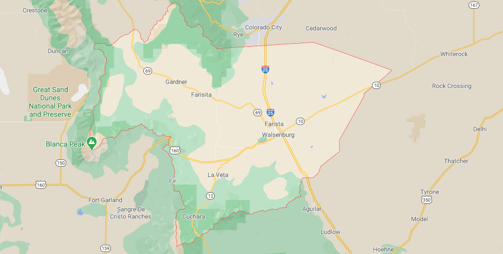 What towns are in Huerfano County