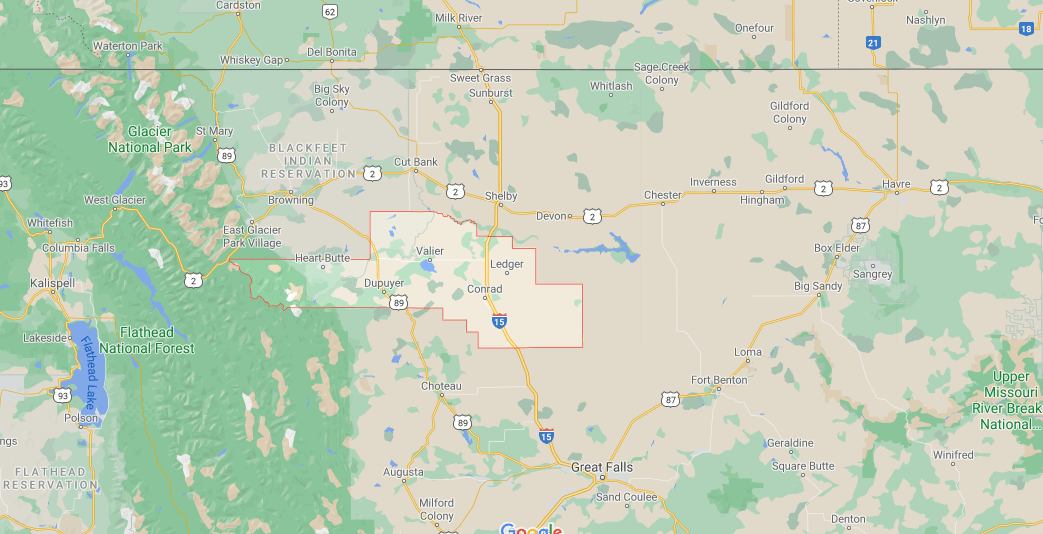 What towns are in Pondera County Montana