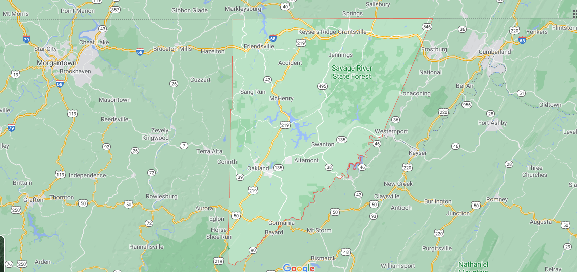 Where in Maryland is Garrett County