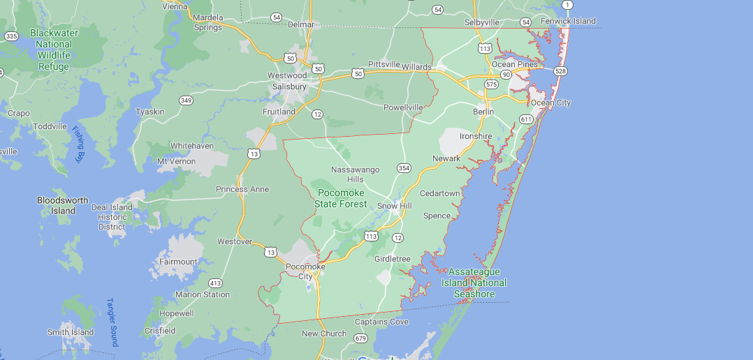 Where in Maryland is Worcester County